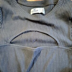 Hollister Black Ribbed Cut-Out Top